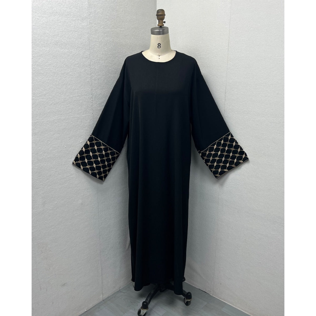 Embroidered Pattern Abaya Robe Dress - Modest Muslim Long Sleeve Maxi with Detachable Belt(MA272) - Mariam's Collection