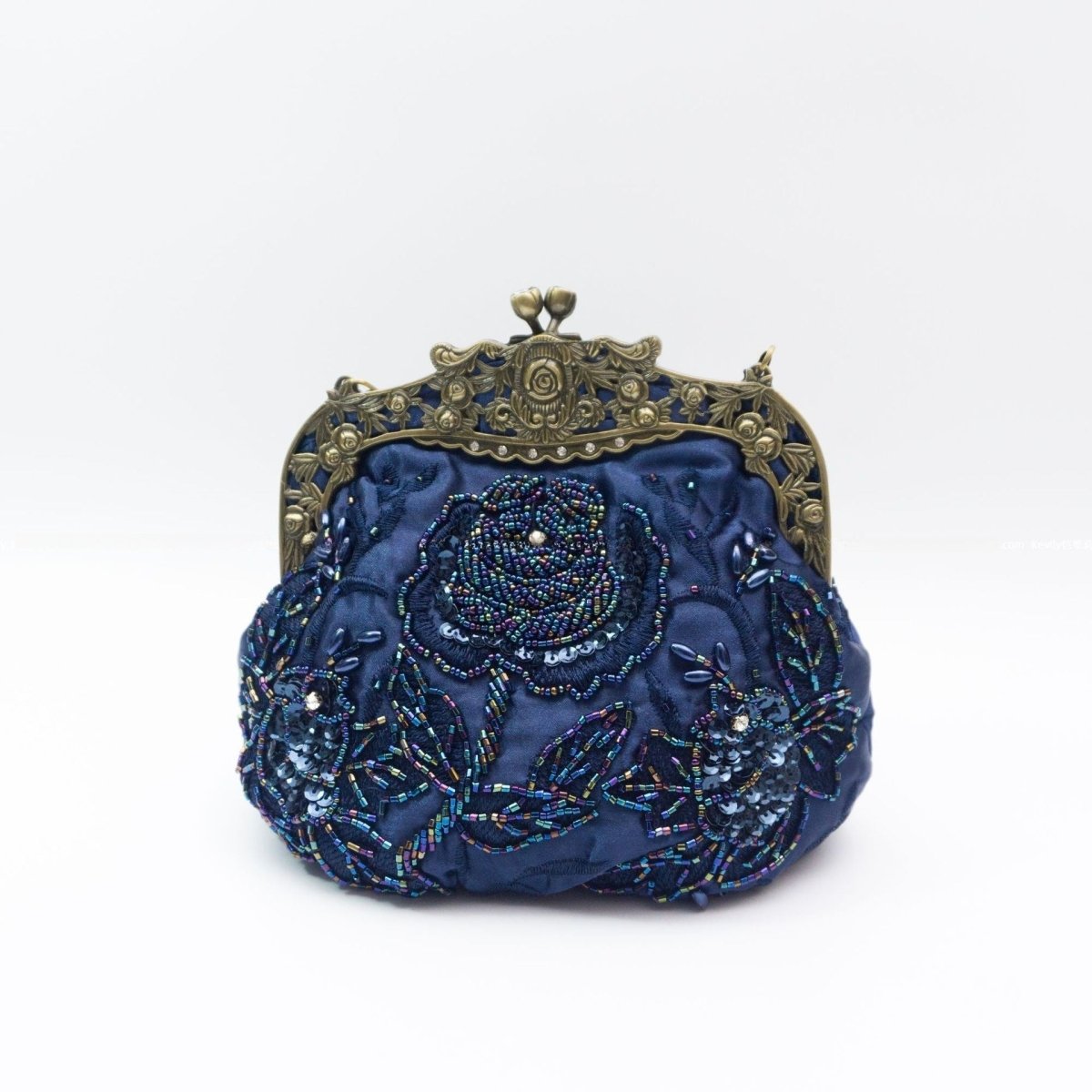 Embroidered Rose with Sequins Beads Evening Clutch Bag (MAC291) - Mariam's Collection