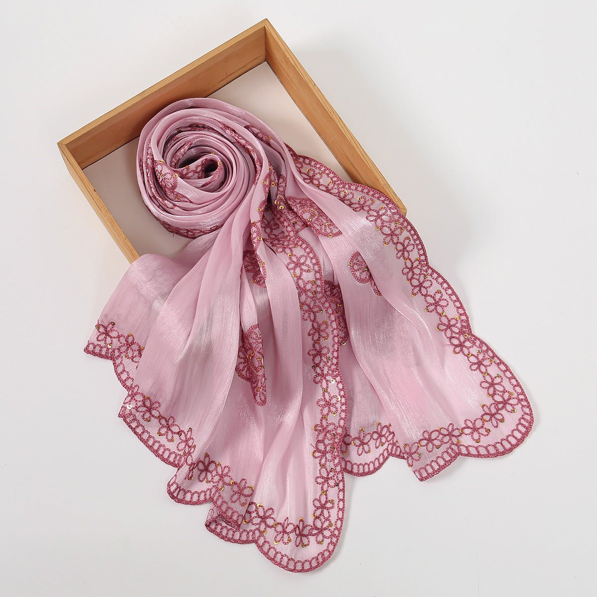 Embroidered Sequin Shimmer Hijab Scarf(MH248) - Mariam's Collection