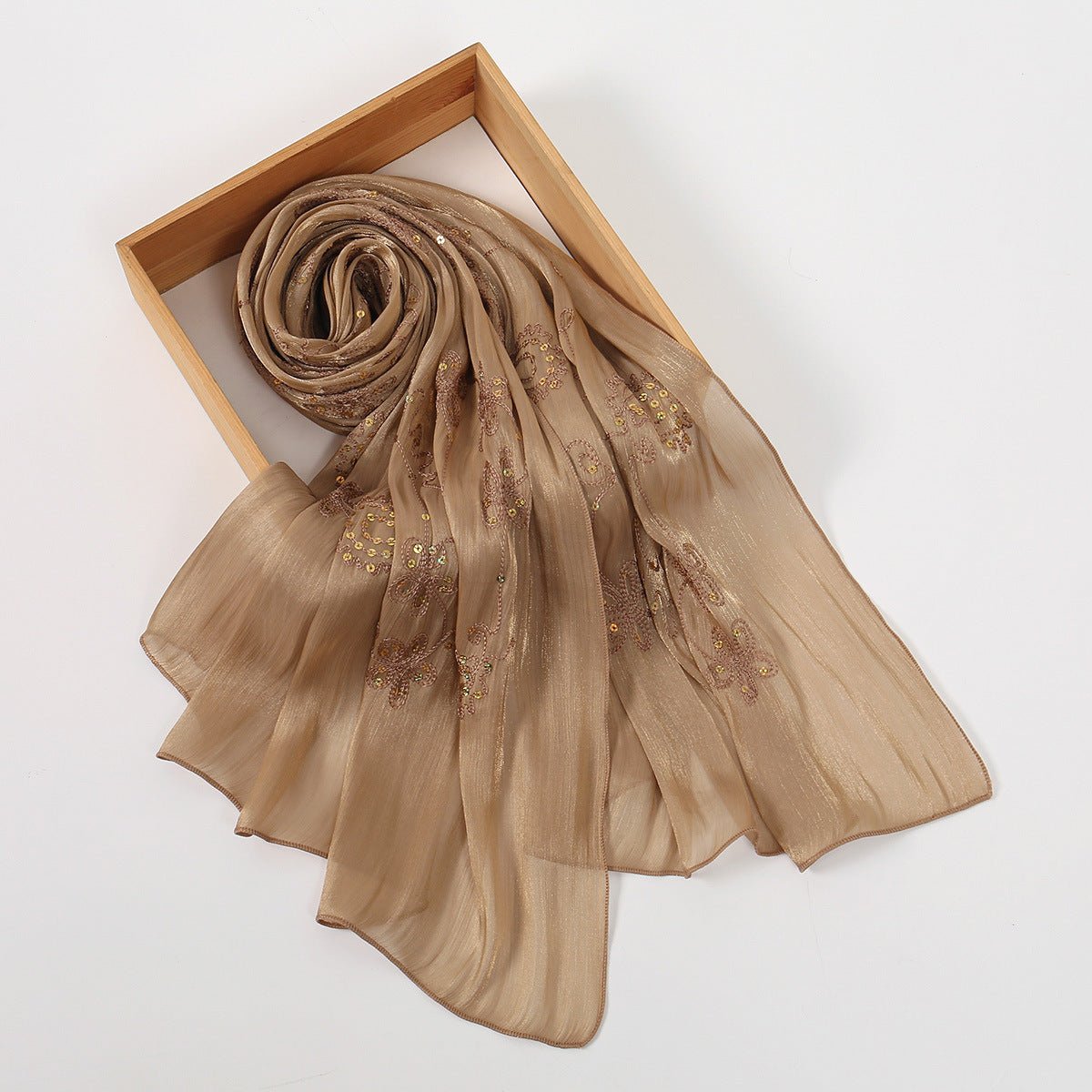 Embroidered Sequin Shimmer Hijab Scarf(MH248) - Mariam's Collection