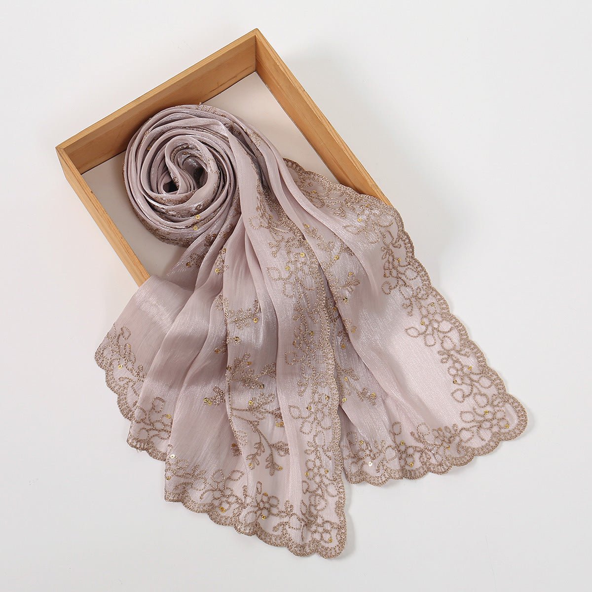 Embroidered Sequin Shimmer Hijab Scarf(MH248) - Mariam's Collection