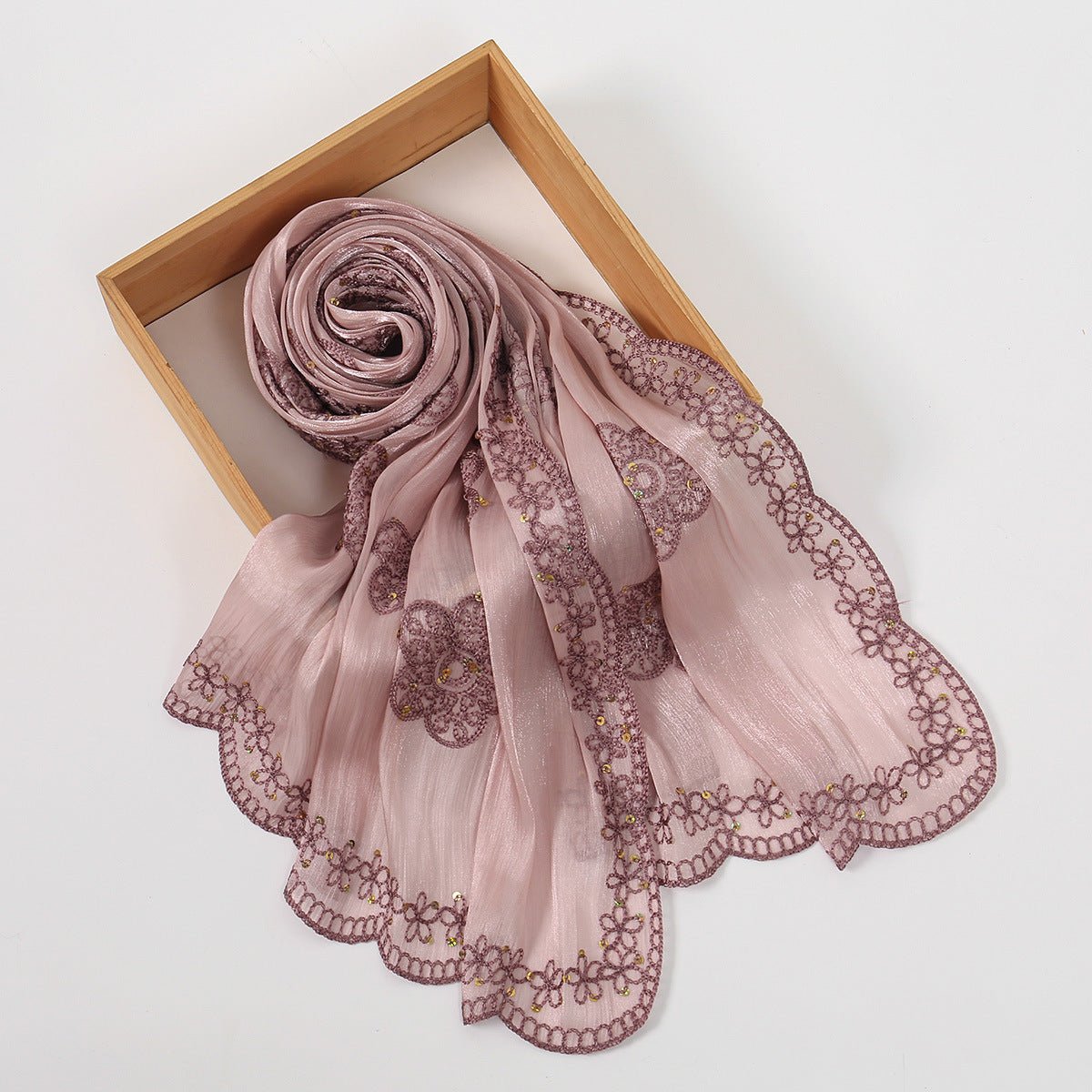 Embroidered Sequin Shimmer Hijab Scarf(MH248) - Mariam's Collection