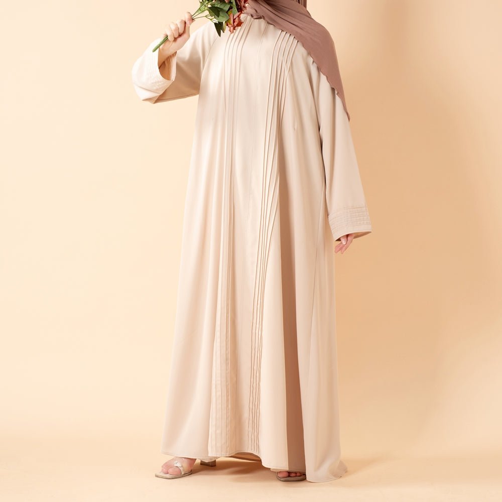 Essence Pleated Abaya – Sandstone Beige(MA254) - Mariam's Collection