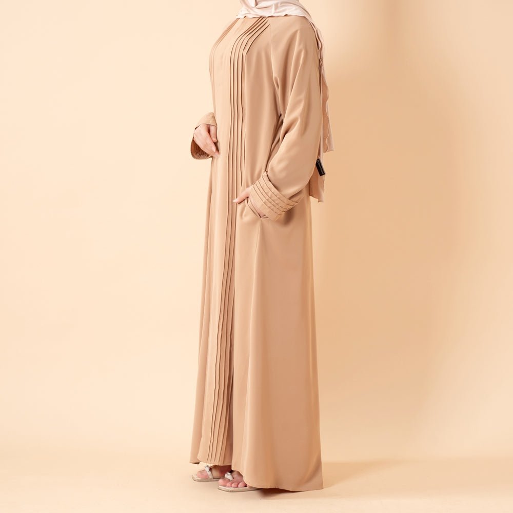 Essence Pleated Abaya – Sandstone Beige(MA254) - Mariam's Collection