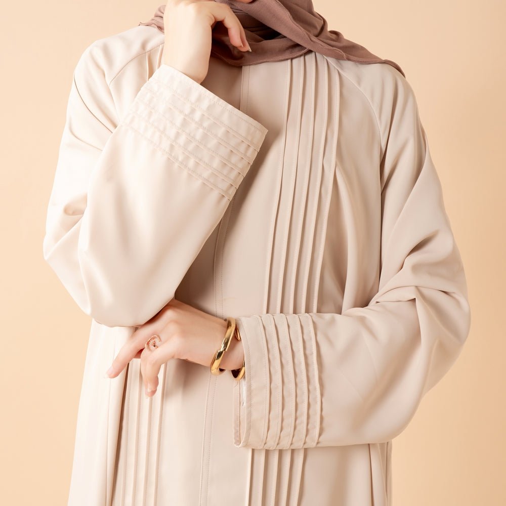 Essence Pleated Abaya – Sandstone Beige(MA254) - Mariam's Collection
