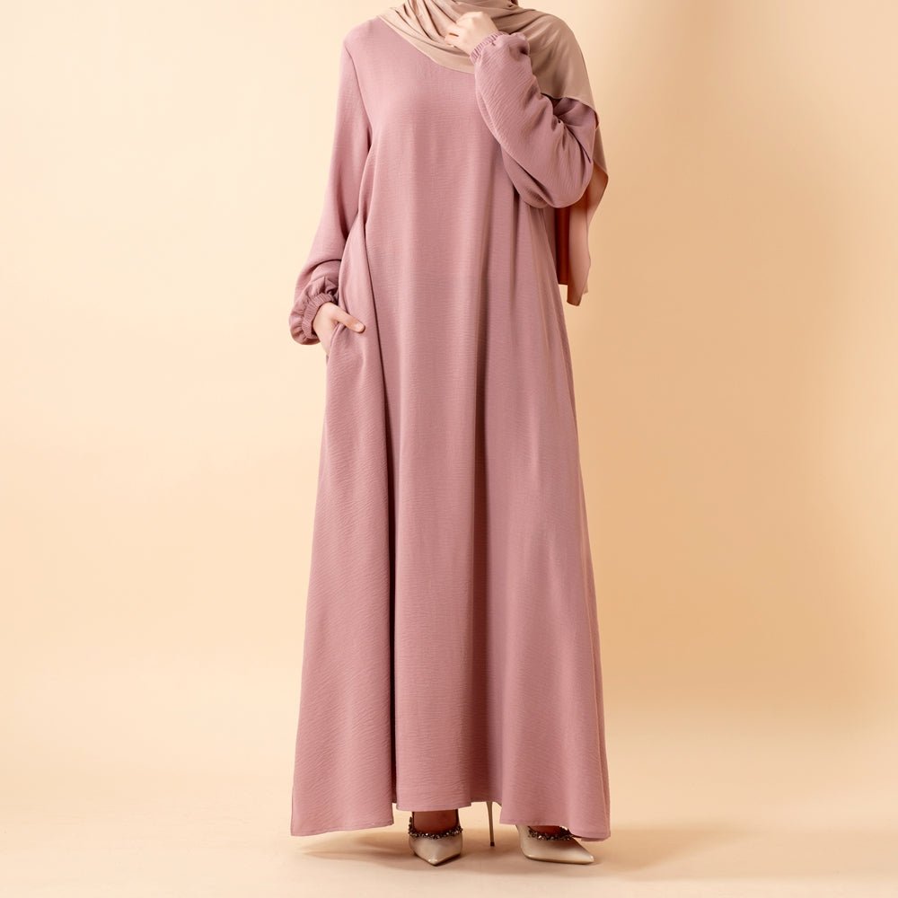 Essential Flow Crepe Maxi Dress with Pockets (MA385) - Mariam's Collection