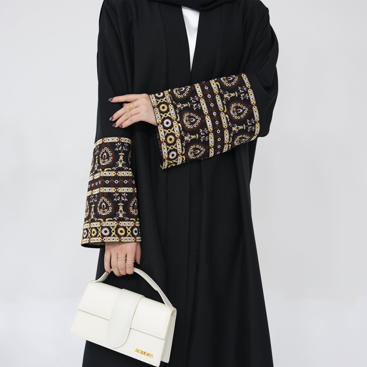 Exquisite Embroidery Set Open Abaya (MOA039) - Mariam's Collection
