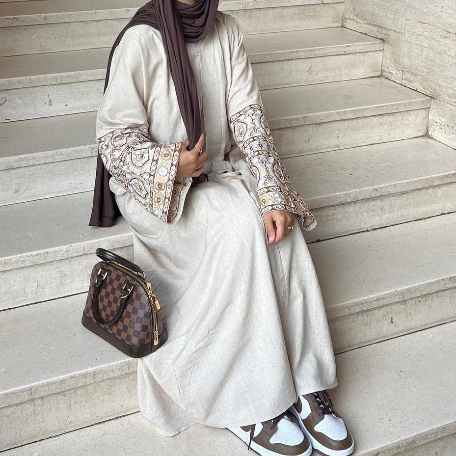 Exquisite Embroidery Set Open Abaya (MOA039) - Mariam's Collection