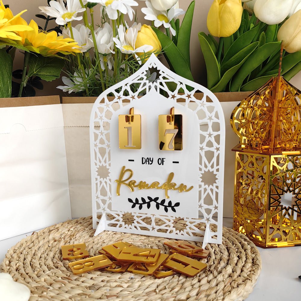 Festive Home Craft Ornament Ramadan Countdown Acrylic Tabletop Decor (MAC403) - Mariam's Collection