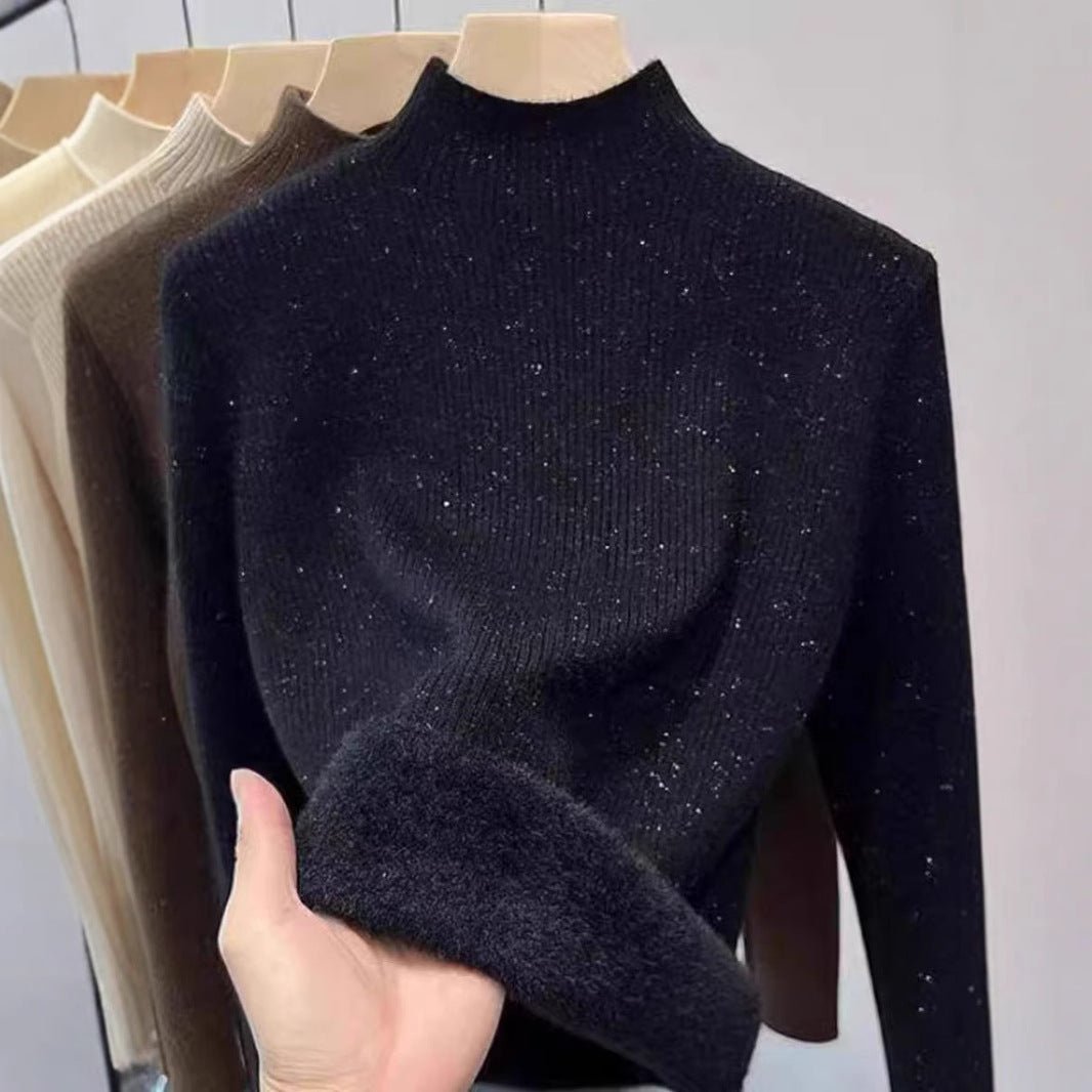 Fleece - Lined Mock Neck Sweater | Thick Winter Base Layer Top(MS159) - Mariam's Collection