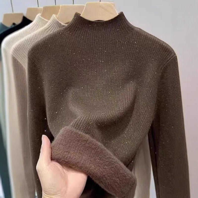 Fleece - Lined Mock Neck Sweater | Thick Winter Base Layer Top(MS159) - Mariam's Collection