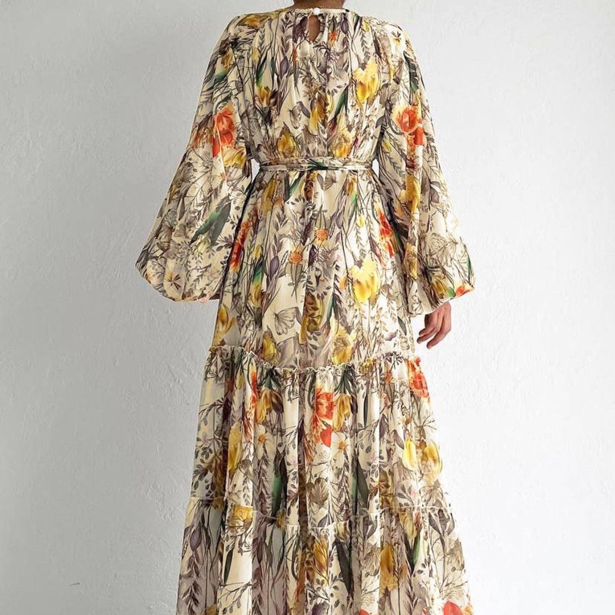 Floral Chiffon Dress(MA407) - Mariam's Collection