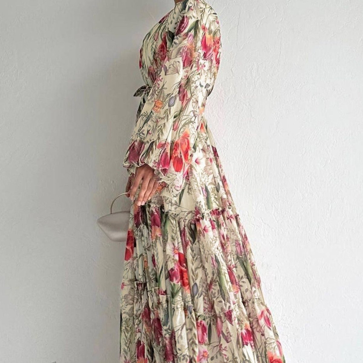 Floral Chiffon Dress(MA407) - Mariam's Collection