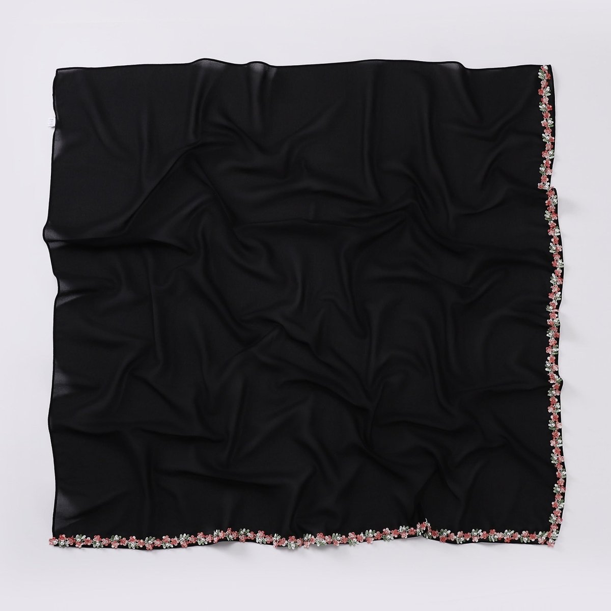 Floral Embellished Chiffon Hijab Scarf(MH221) - Mariam's Collection