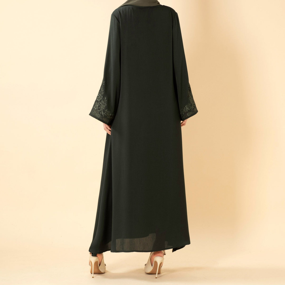 Floral Embroidered Cuff Abaya | Umbrella-Cut Zoom Maxi Dress(MA342) - Mariam's Collection