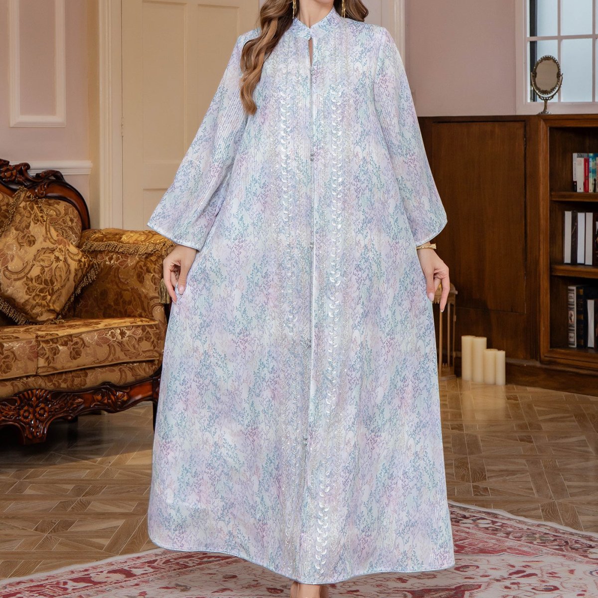 Floral Print Abaya(MA394) - Mariam's Collection