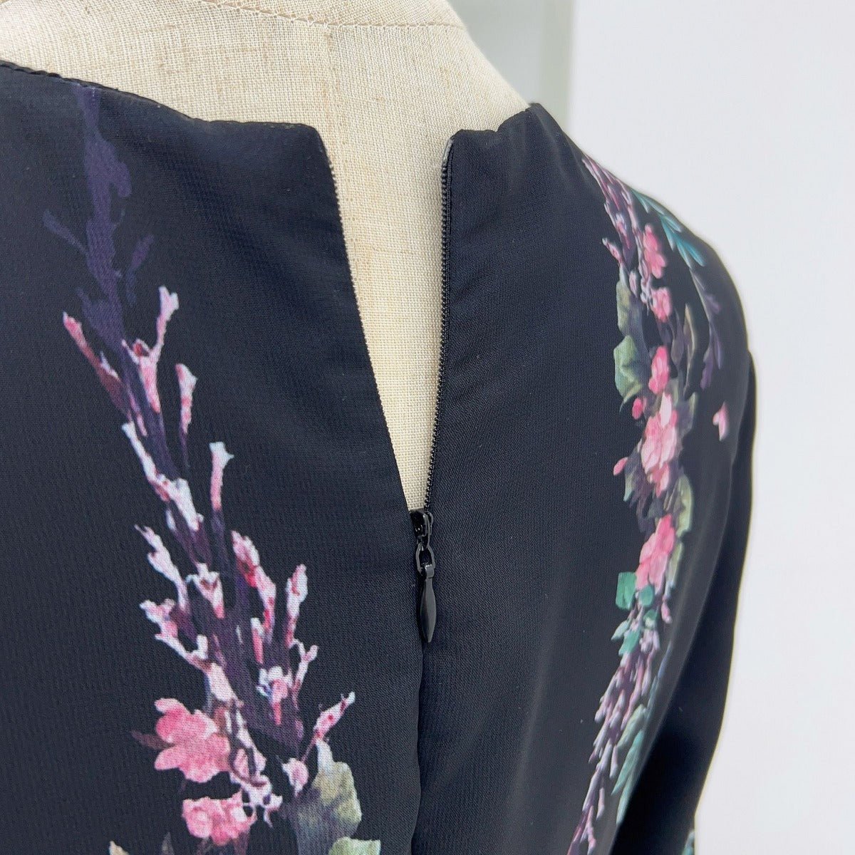 Floral Print Chiffon Maxi Dress | Modest High Neck Long Sleeve Dress with Belt. (MA238) - Mariam's Collection