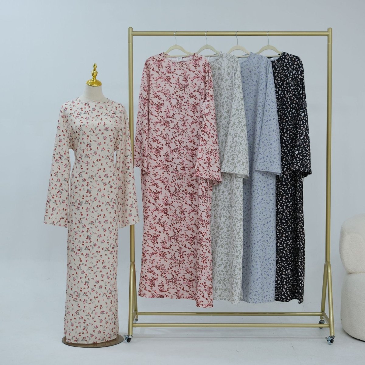 Floral Print Flared Sleeve Maxi Dress(MS490) - Mariam's Collection