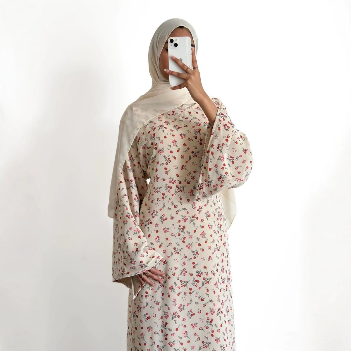 Floral Print Flared Sleeve Maxi Dress(MS490) - Mariam's Collection