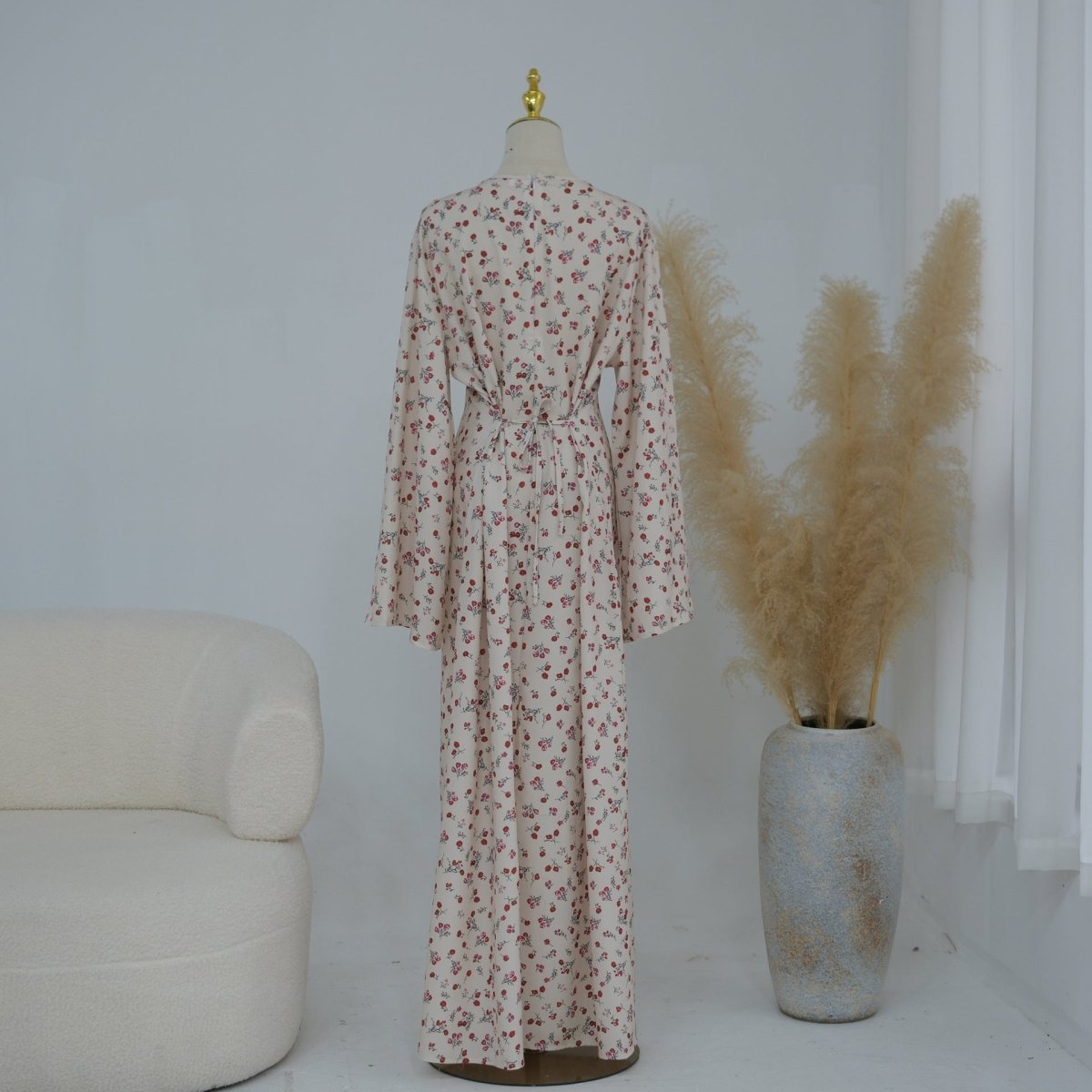 Floral Print Flared Sleeve Maxi Dress(MS490) - Mariam's Collection