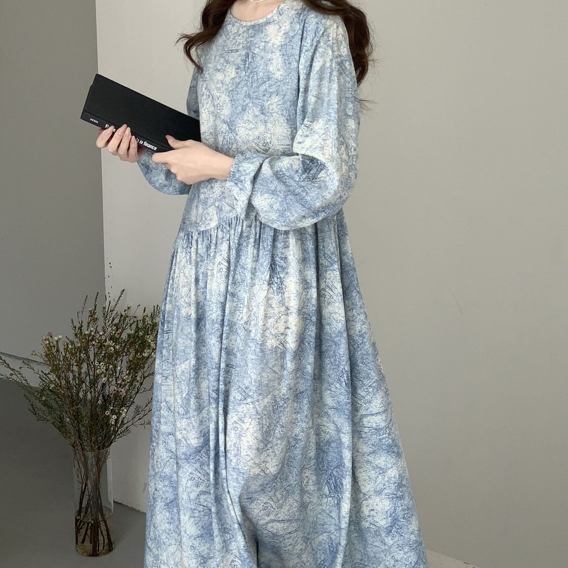 Floral Print Maxi Dress – Cotton Silk Summer Abaya Dress