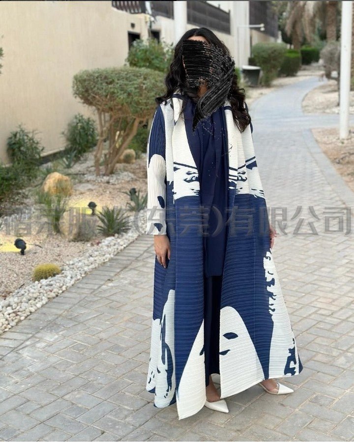 Floral Print Muslim Trench Coat - Modest Commuter Jacket Cape Robe(MOA212) - Mariam's Collection