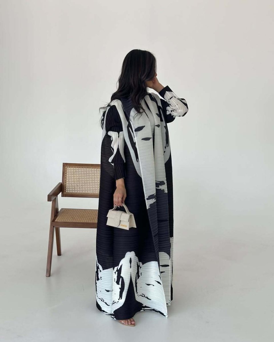 Floral Print Muslim Trench Coat - Modest Commuter Jacket Cape Robe(MOA212) - Mariam's Collection