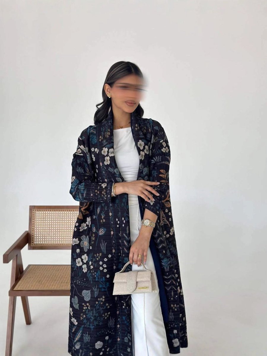 Floral Print Muslim Trench Coat - Modest Commuter Jacket Cape Robe(MOA212) - Mariam's Collection