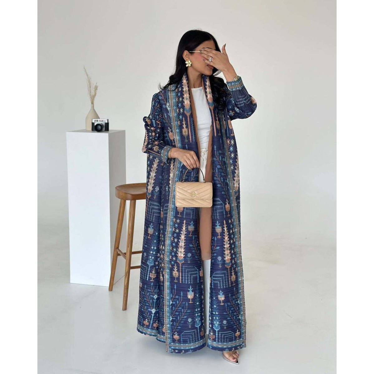 Floral Print Muslim Trench Coat - Modest Commuter Jacket Cape Robe(MOA212) - Mariam's Collection