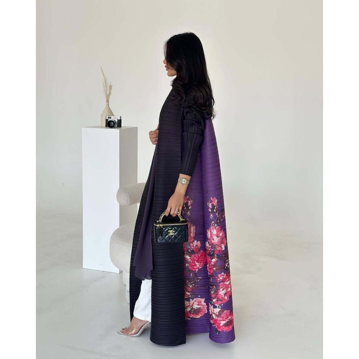 Floral Print Muslim Trench Coat - Modest Commuter Jacket Cape Robe(MOA212) - Mariam's Collection