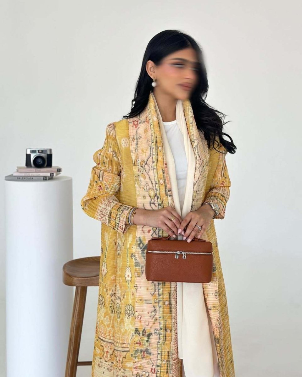 Floral Print Muslim Trench Coat - Modest Commuter Jacket Cape Robe(MOA212) - Mariam's Collection