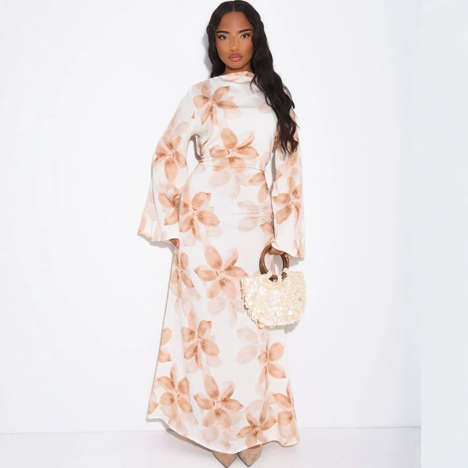 Floral Crinkle Maxi Abaya Dress – Summer Holiday Abaya