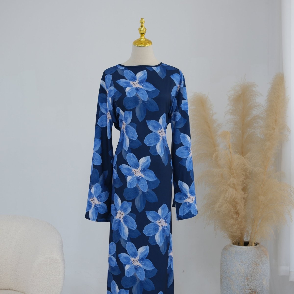 Print scale comparison across the dress body