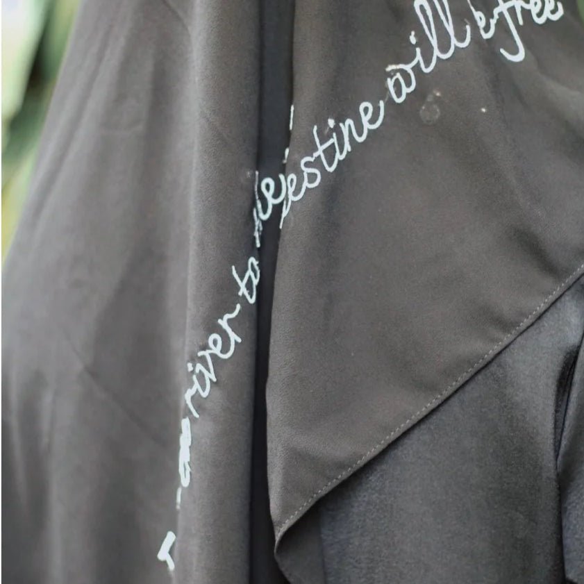 Free Palestine Chiffon Hijab – Cultural Statement Scarf with Arabic Letter Design(MH107) - Mariam's Collection