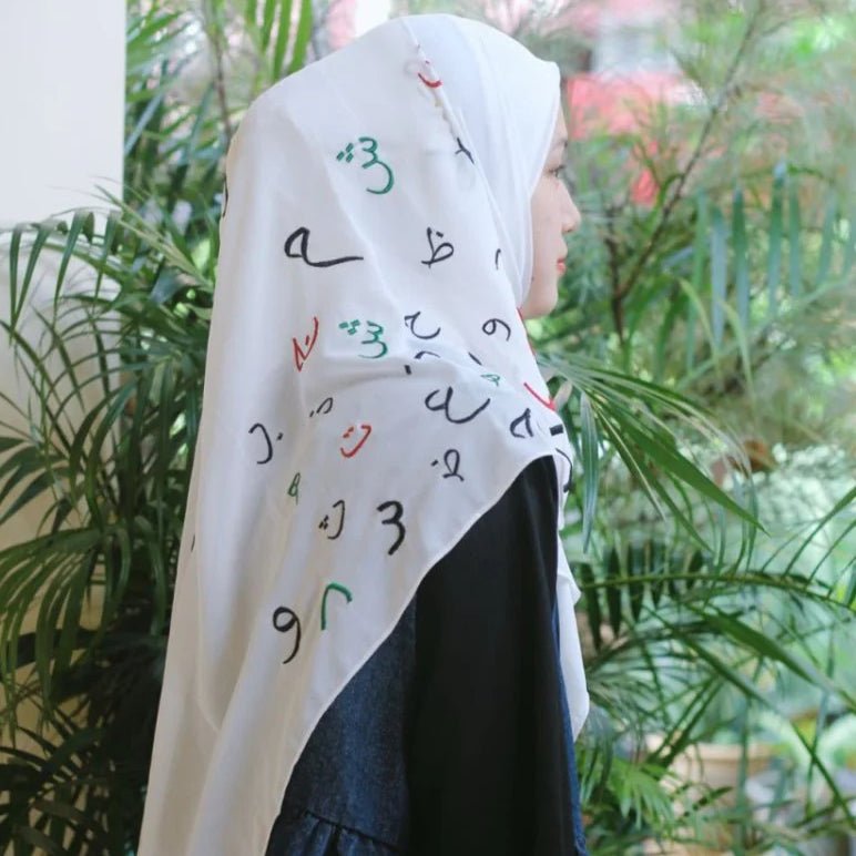 Free Palestine Chiffon Hijab – Cultural Statement Scarf with Arabic Letter Design(MH107) - Mariam's Collection
