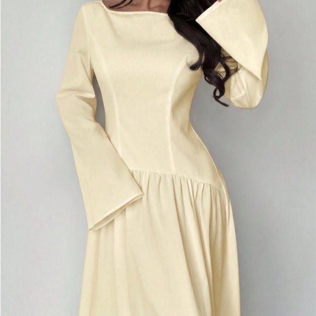 French-Inspired Boat-Neck Maxi Dress(MS565) - Mariam's Collection