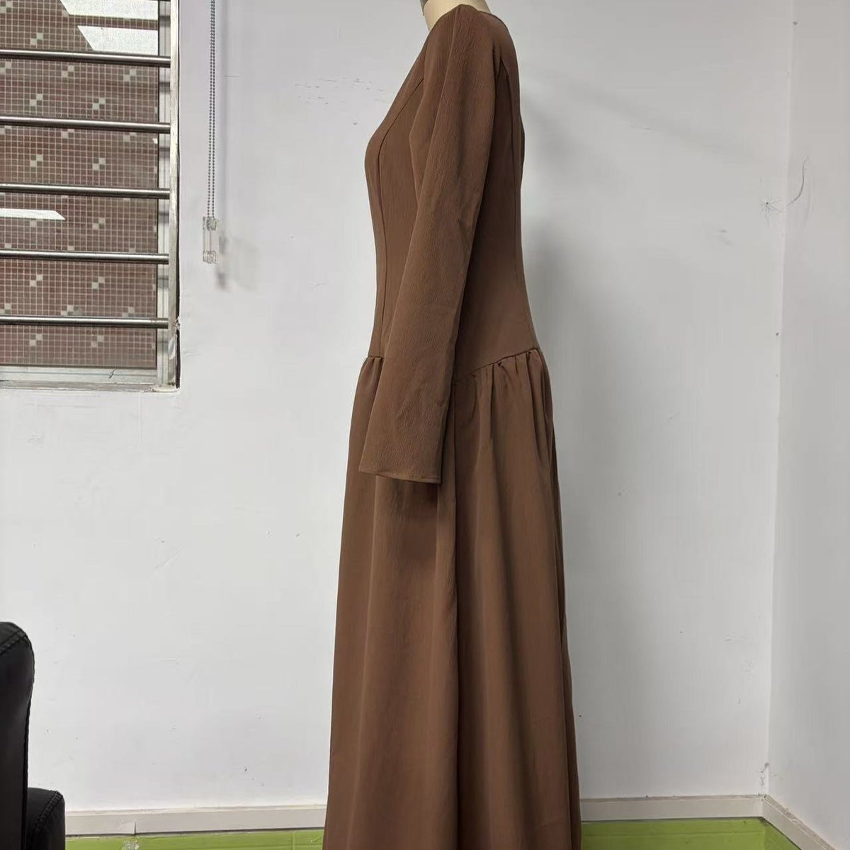 French-Inspired Boat-Neck Maxi Dress(MS565) - Mariam's Collection