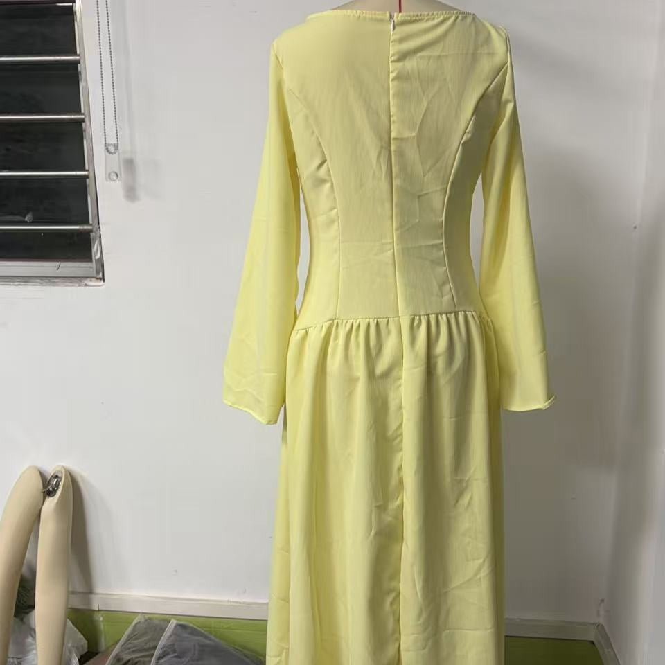 French-Inspired Boat-Neck Maxi Dress(MS565) - Mariam's Collection