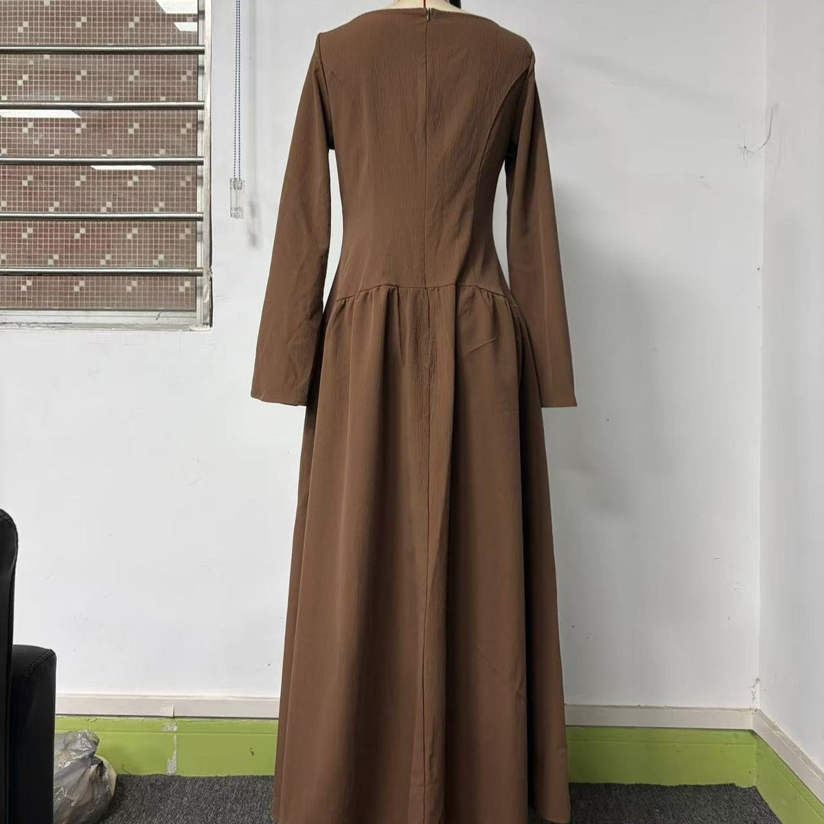 French-Inspired Boat-Neck Maxi Dress(MS565) - Mariam's Collection