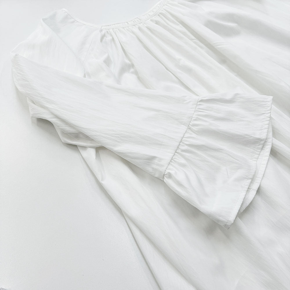 French Loungewear Maxi Dress with Ruffle Cuffs(MA397) - Mariam's Collection