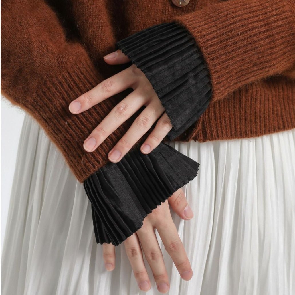 French Pleated Cuff Sleeves — Elegant Detachable Accordion Cuff Accessories