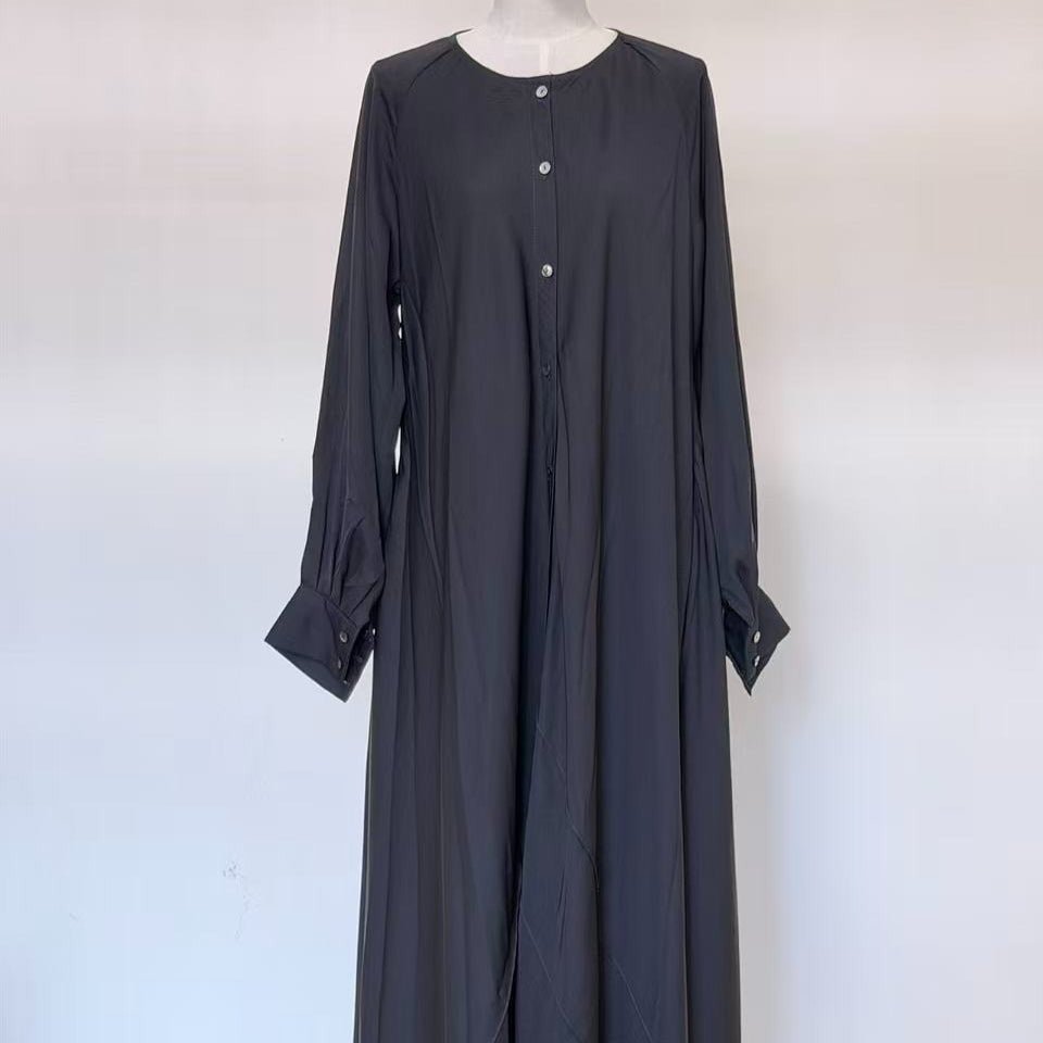 Full Button-Front Abaya Dress with Pockets - MP077 - Mariam's Collection