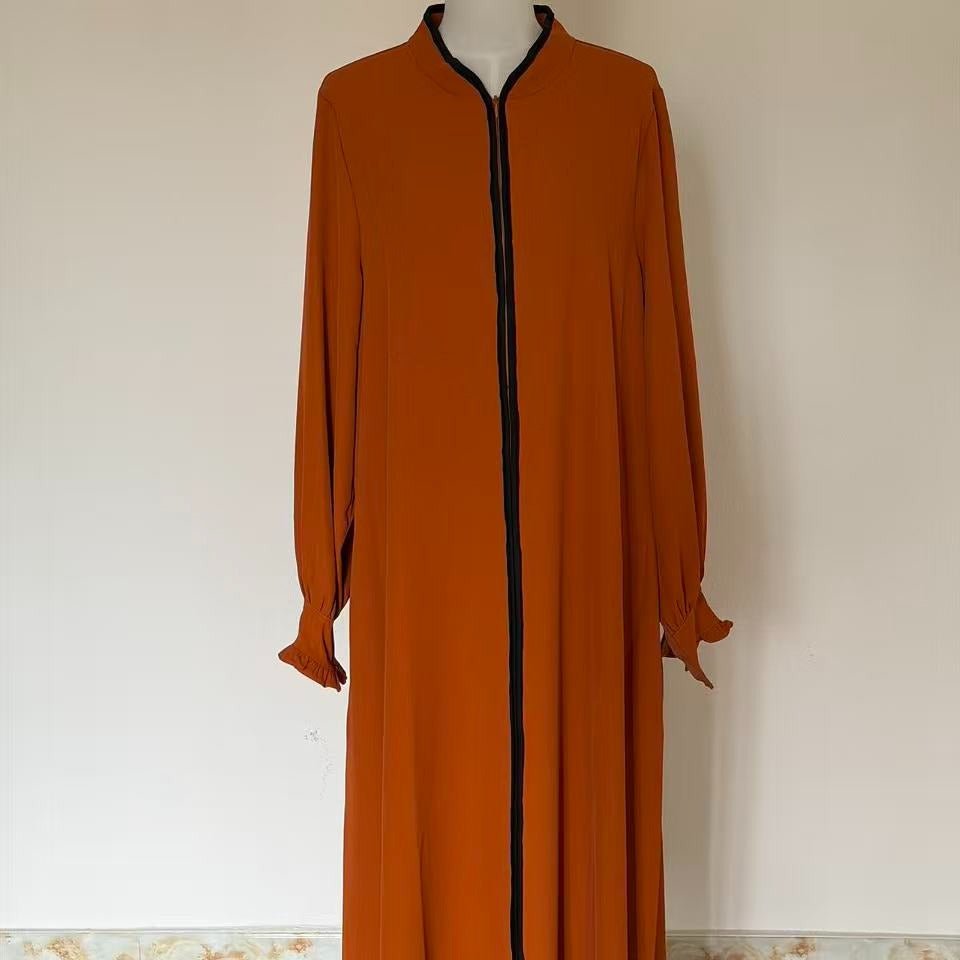 Full-Length Zip-Front Abaya with Pockets - MP069 - Mariam's Collection