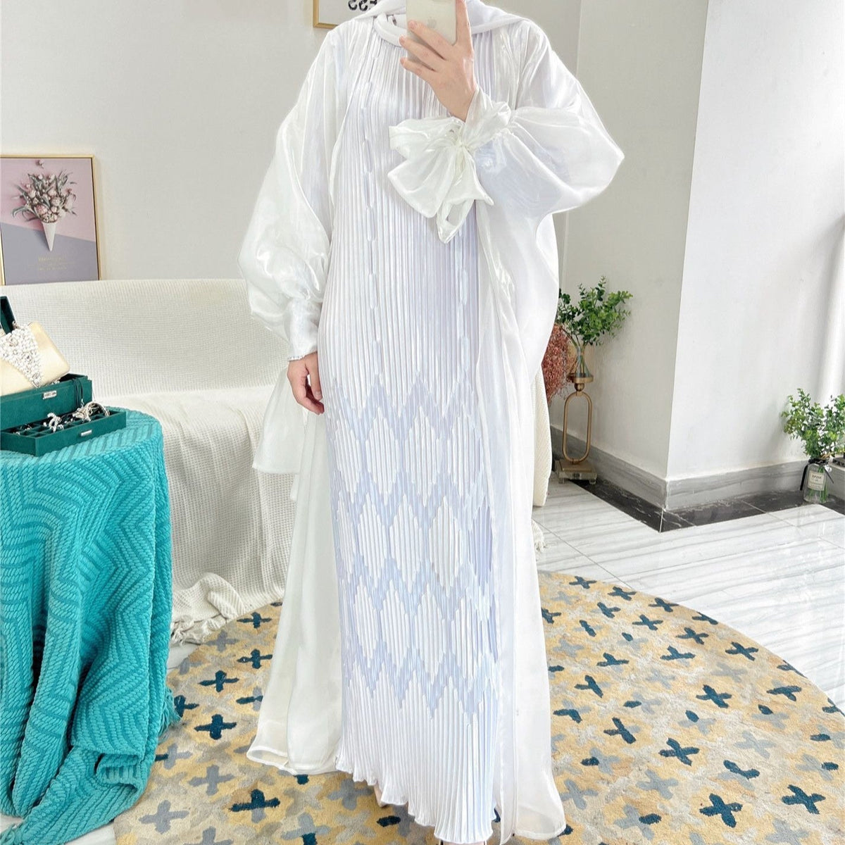 Full Pleated Maxi Dress(MS543) - Mariam's Collection