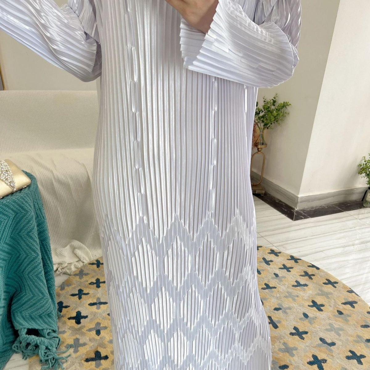 Full Pleated Maxi Dress(MS543) - Mariam's Collection