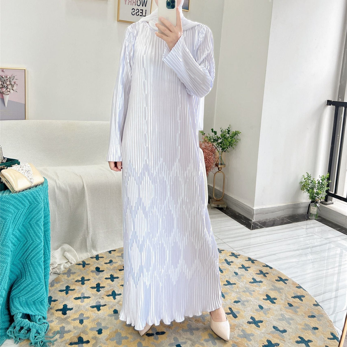 Full Pleated Maxi Dress(MS543) - Mariam's Collection