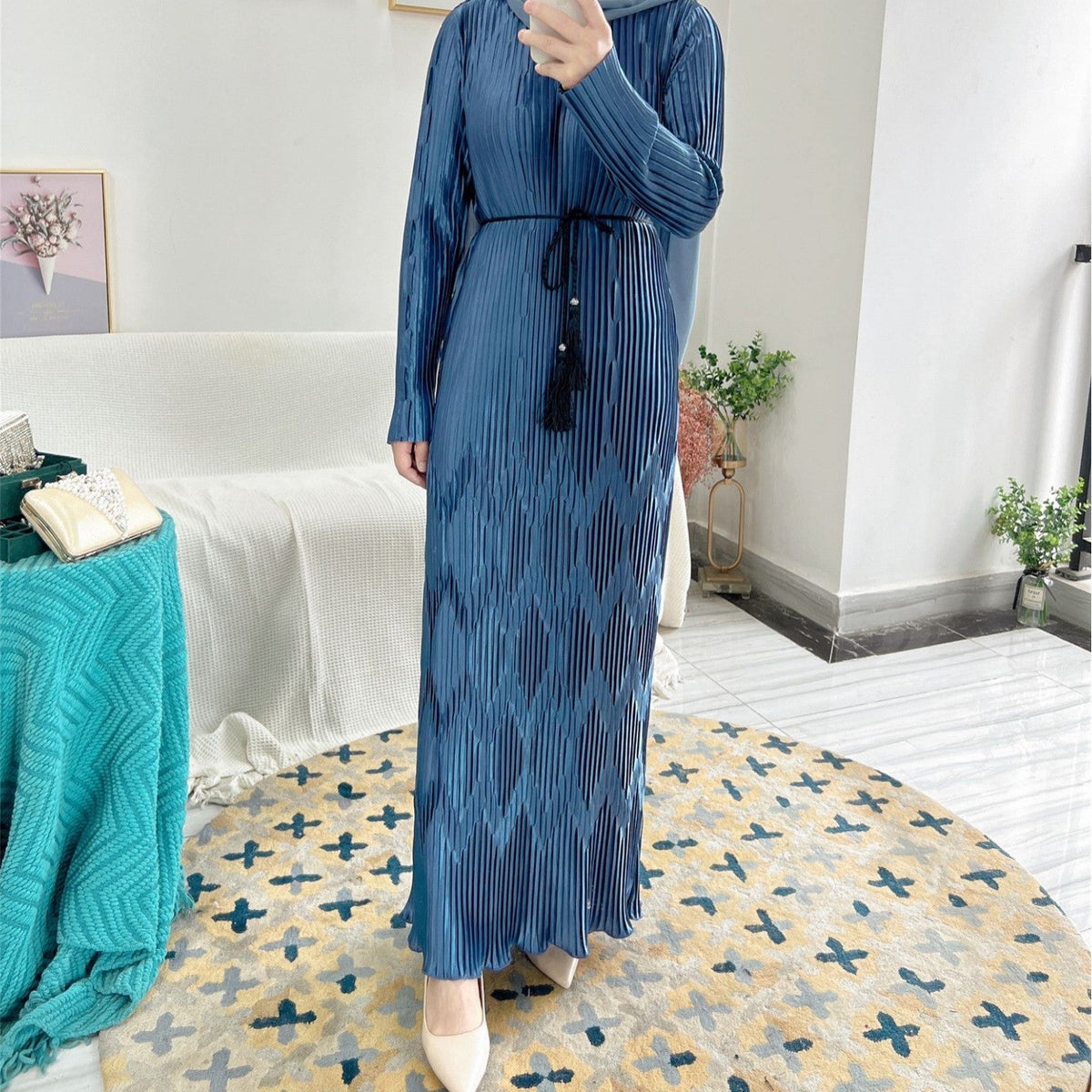 Full Pleated Maxi Dress(MS543) - Mariam's Collection