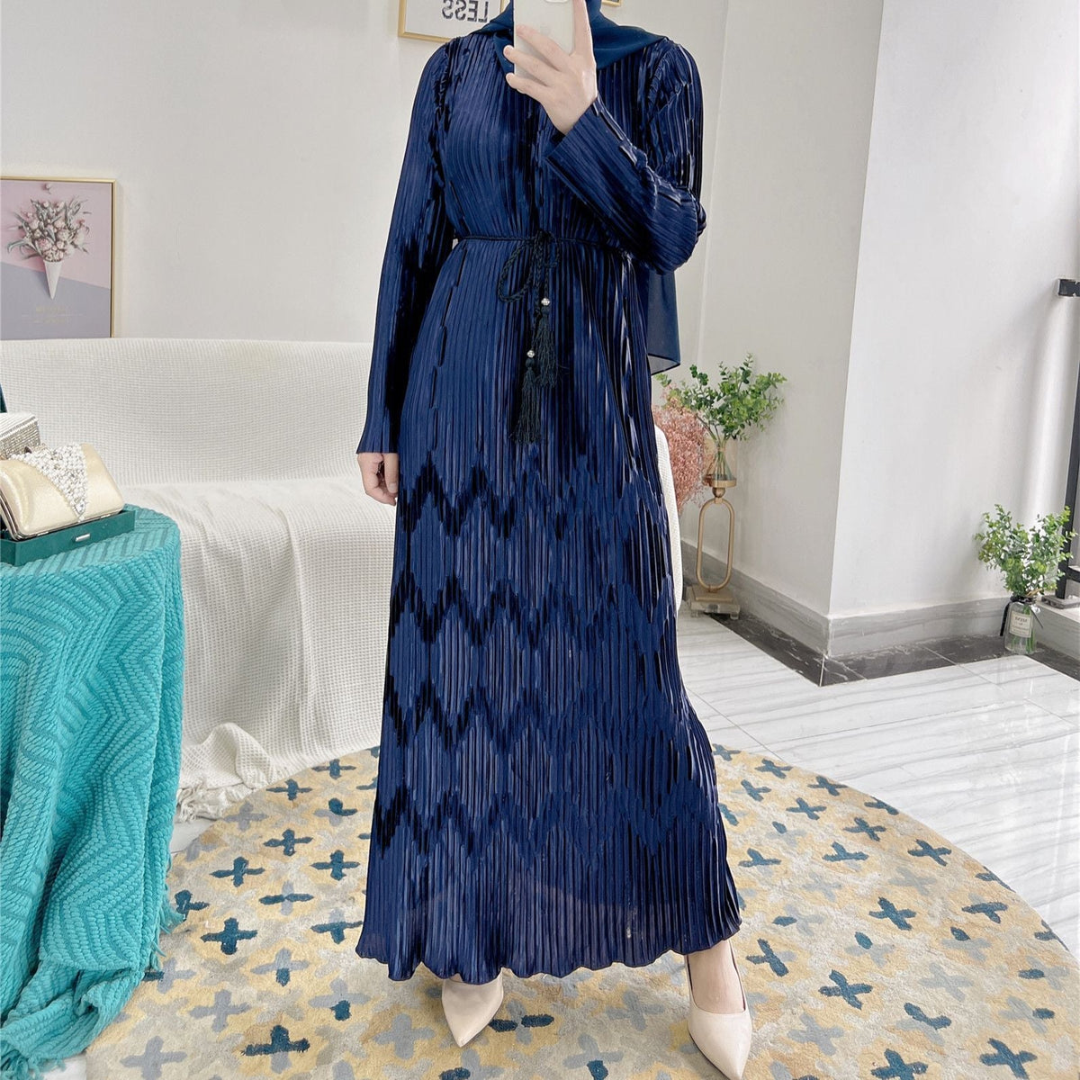 Full Pleated Maxi Dress(MS543) - Mariam's Collection