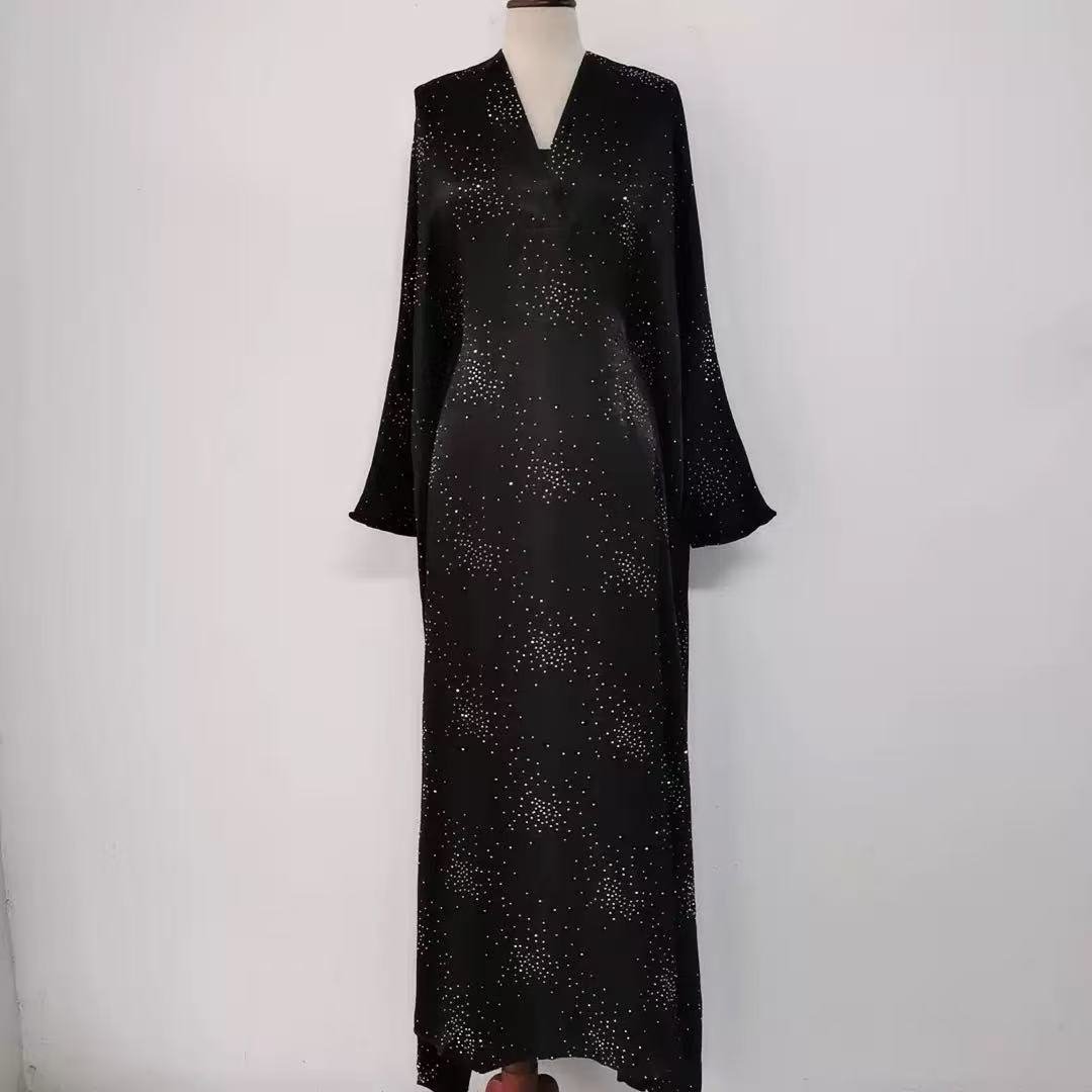 Galaxy Rhinestone V-Neck Flared Sleeve Maxi Dress(MS518) - Mariam's Collection
