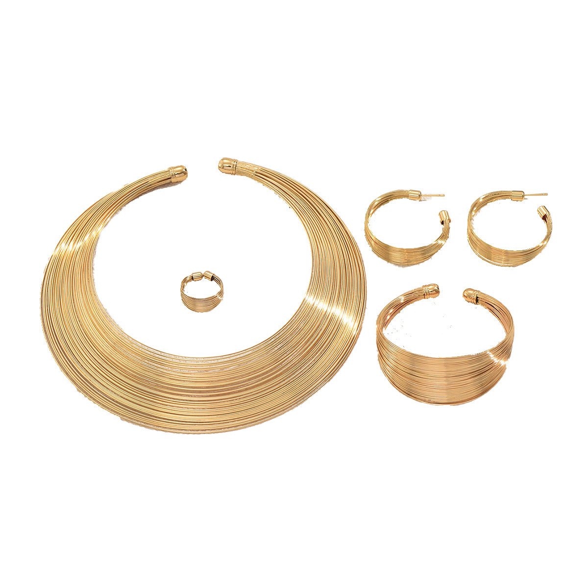 Geometric Multi - Layer Metal Jewelry Set (MAC417) - Mariam's Collection